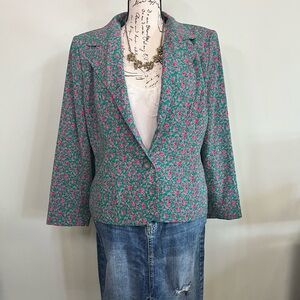 Vintage Vanessa Floral Blazer | Green Pink Cottagecore | Retro Statement Jacket